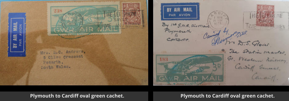 Plymouth to Cardiff oval green cachet. Plymouth to Cardiff oval green cachet.