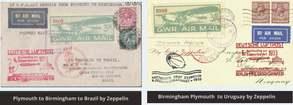 Plymouth to Birmingham to Brazil by Zeppelin Plymouth to Birmingham to Brazil by Zeppelin Plymouth to Cardiff to India Plymouth to Cardiff to India Birmingham Plymouth  to Uruguay by Zeppelin