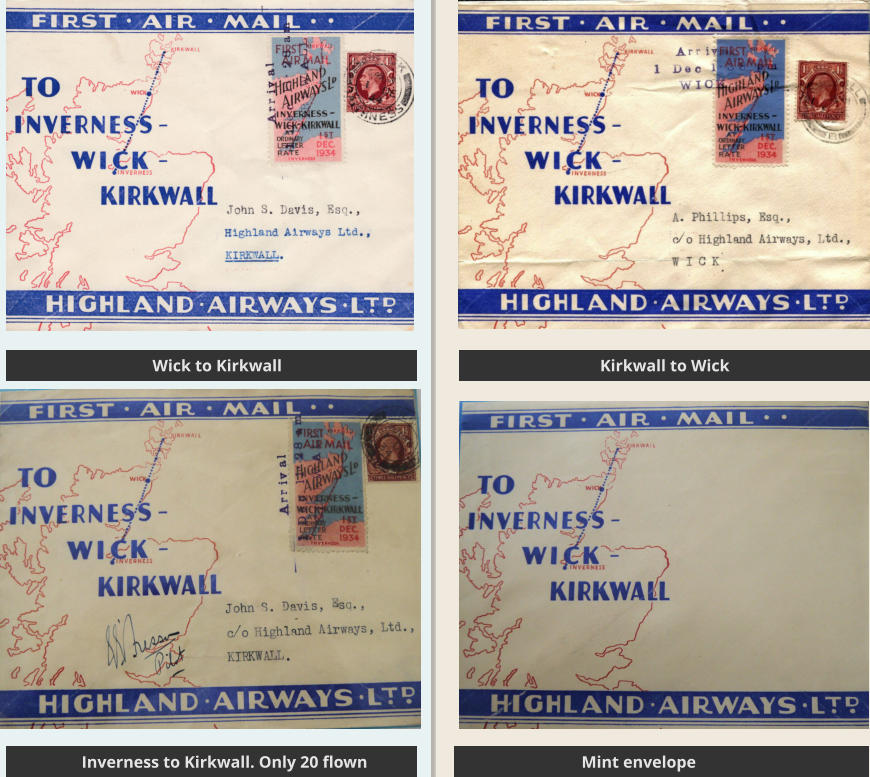 F Wick to Kirkwall Kirkwall to Wick Inverness to Kirkwall. Only 20 flown Mint envelope