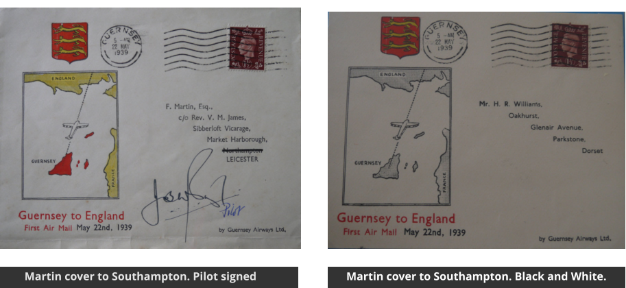 8th May   Martin cover to Southampton. Pilot signed Martin cover to Southampton. Black and White.